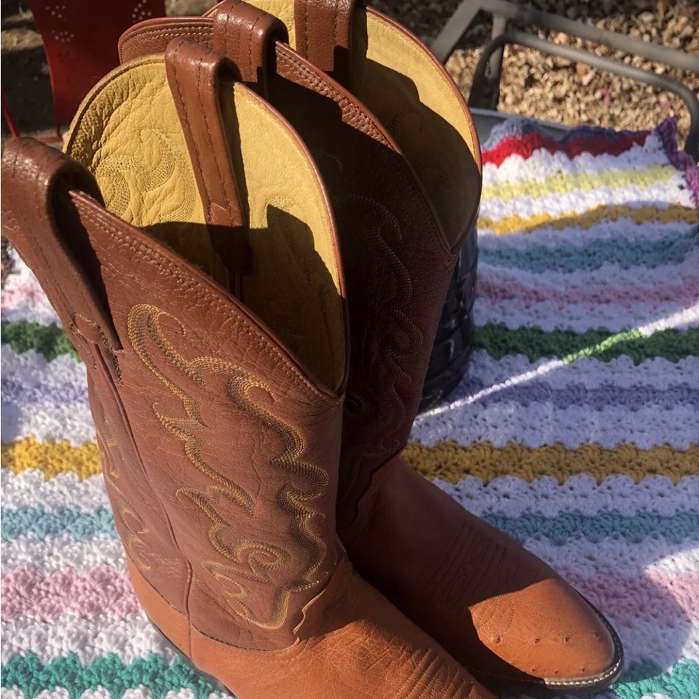 Mens Nacoma western cowboy leather boots size 10 D brown excellent condition